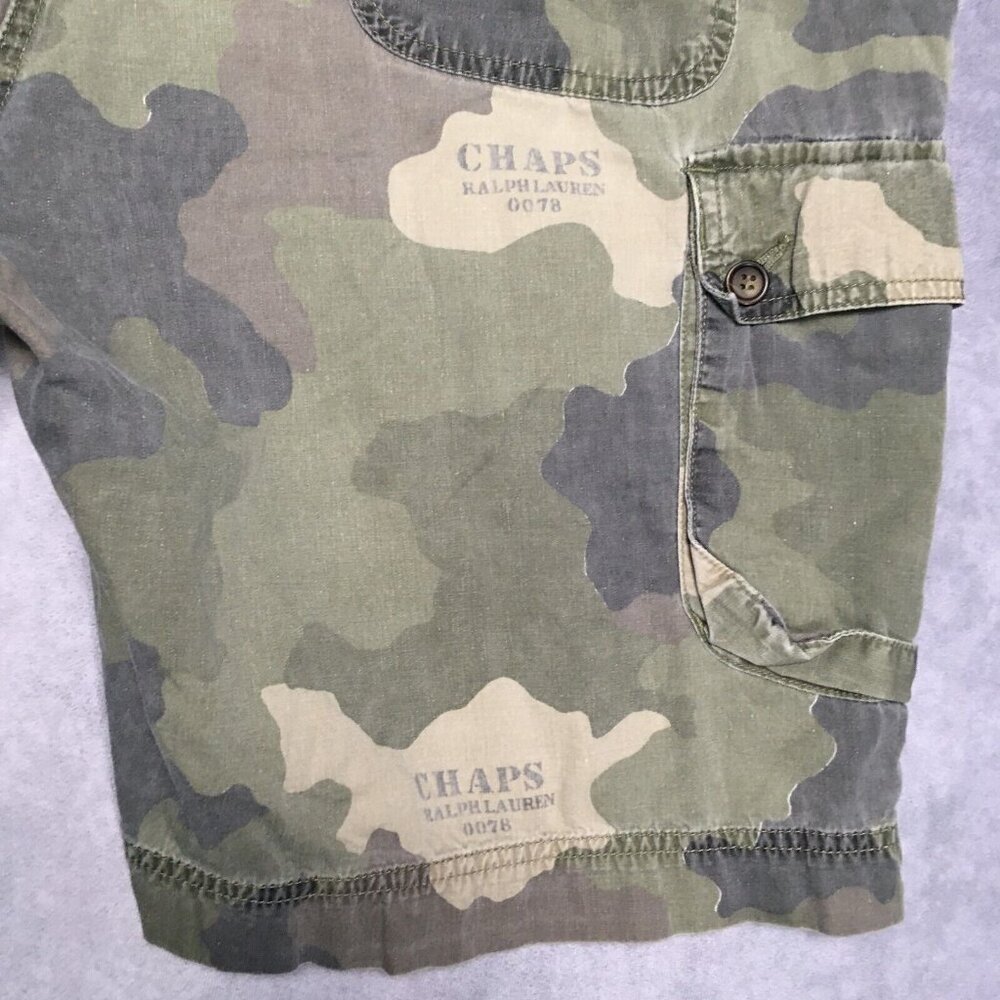 Chaps RL Mens Camo Cargo Shorts size 34 Lightweight Cotton Fatigues Jungle Green - Picture 11 of 12
